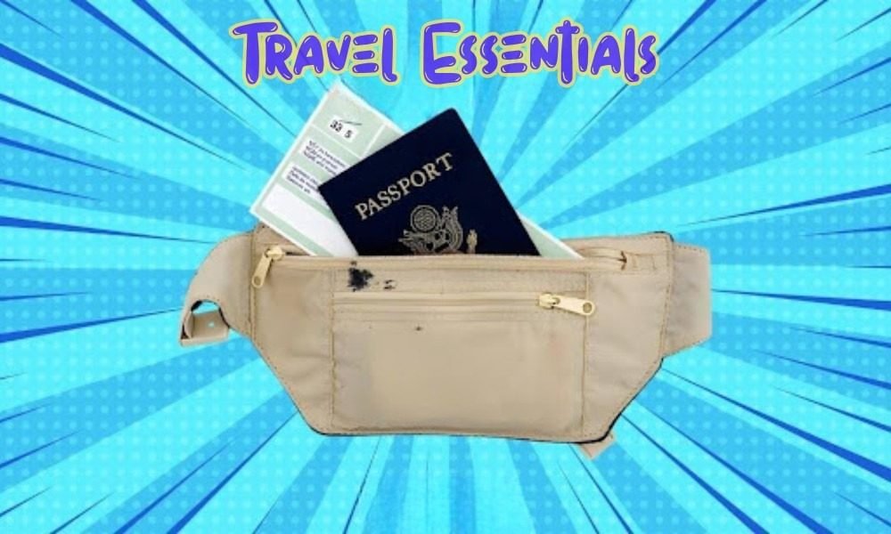 A beige money belt holding a US passport and travel documents, essential gear for following my top Solo Female Travel Safety Tips.