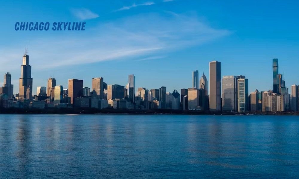 Chicago skyline across blue water under clear sky, paired with Budget Travel Tips for Expensive USA Cities for independent women.