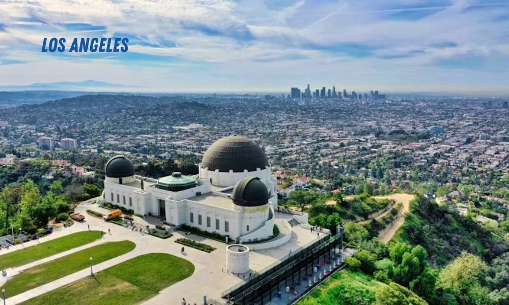 Aerial view of Los Angeles skyline and observatory, essential for Budget Travel Tips for Expensive USA Cities on your solo trip.